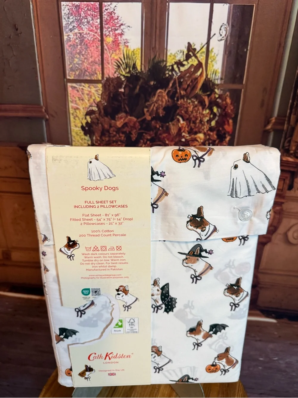 Cath Kidston Halloween Summerween Full Sheet Set NWT Dog Puppy Ghost TOT